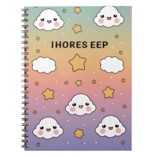 “Dreamy pastel, soft clouds, stars, notebook cover Notizblock