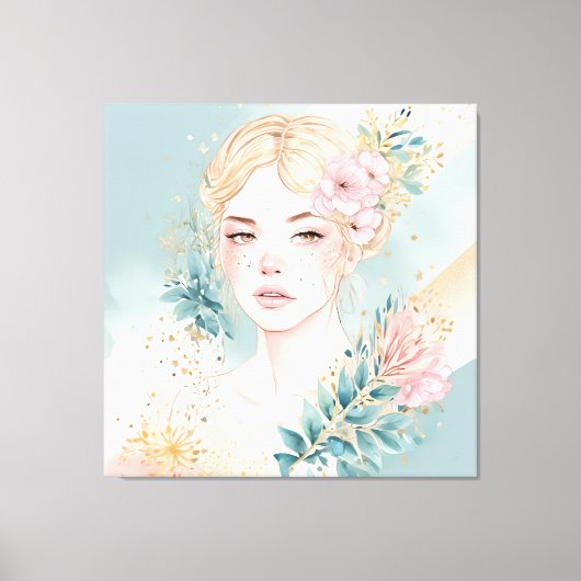 Dreamy Pastel Wall Art Woman Leinwanddruck (Vorderseite)