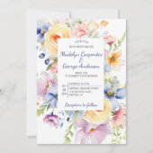 Dreamy Pastel Watercolor Florals Wedding Einladung (Vorderseite)