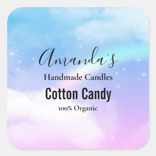 Dreamy Pastel Wolken mit Regenbogen Quadratischer Aufkleber (Vorderseite)