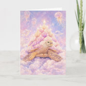 Dreamy Pastel Zefir Birthday turtle in clouds  Karte (Vorderseite)