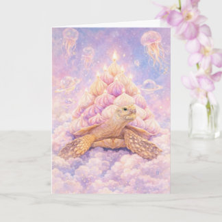 Dreamy Pastel Zefir Birthday turtle in clouds  Karte