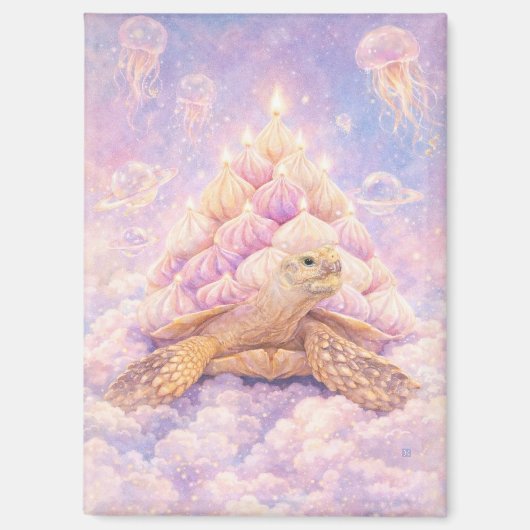 Dreamy Pastel Zefir Birthday turtle in clouds  Magnet (Vorderseite)