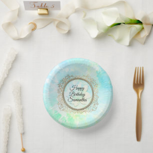 Dreamy Pastels Lotus Blume Personalisiert Geburtst Pappteller