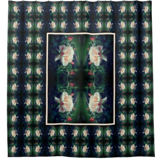 Dreamy Peach Rose And Buds Flower Art Duschvorhang (Vorderseite)