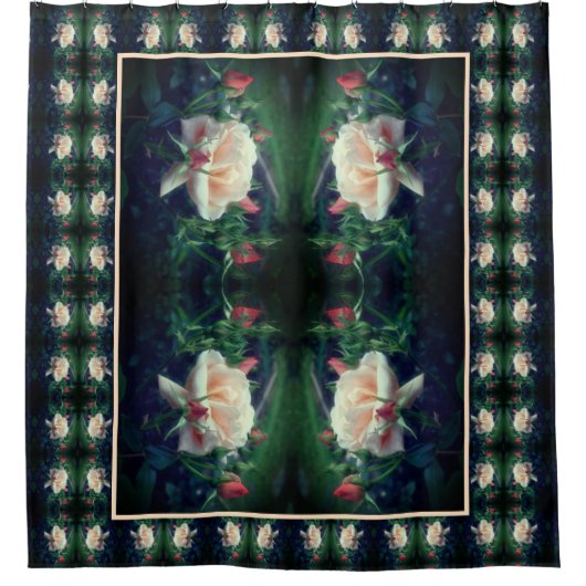 Dreamy Peach Rose und Buds Abstrakt Duschvorhang (Vorderseite)
