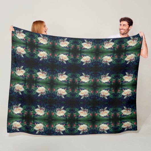 Dreamy Peach Rose und Buds Abstrakt Fleecedecke (Beispiel)