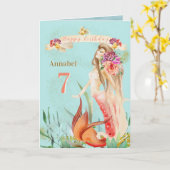 Dreamy personaillierte Aquarell Mermaid Birthday Karte (Gelbe Blume)