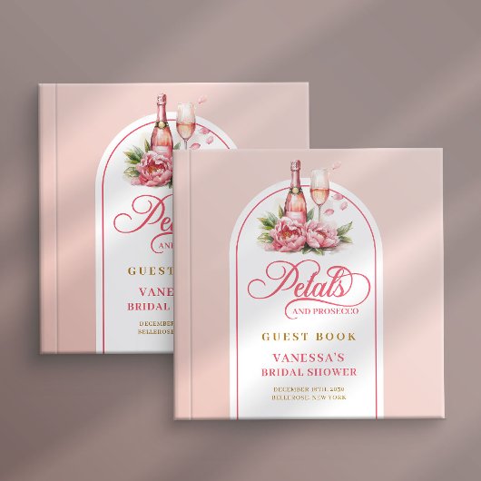 Dreamy petals and prosecco blush gold sign book gästebuch
