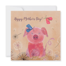 Dreamy Pig Flat Square Mutter Day Card