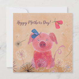 Dreamy Pig Flat Square Mutter Day Card Karte