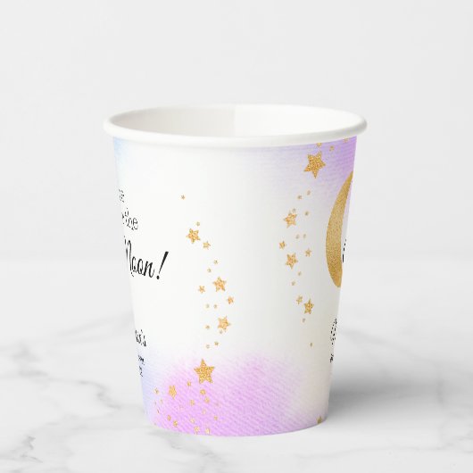 Dreamy Pink Blue Over the Moon Baby Shower Party Pappbecher (Links)