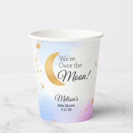 Dreamy Pink Blue Over the Moon Baby Shower Party Pappbecher