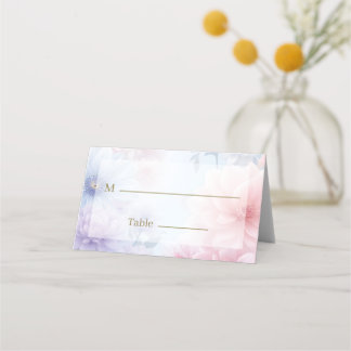Dreamy Pink Blue Watercolor Fantasy Floral Fine Platzkarte