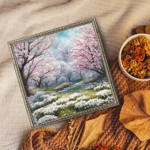 Dreamy Pink Blume Field Painting Fotodruck