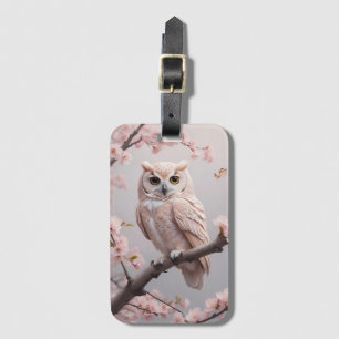 Dreamy Pink Cherry Blüten Owl Gepäckanhänger