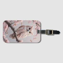 Dreamy Pink Cherry Blüten Owl Gepäckanhänger