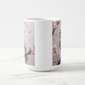 Dreamy Pink Cherry Blüten Owl Kaffeetasse (Mittel)