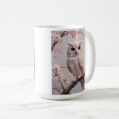 Dreamy Pink Cherry Blüten Owl Kaffeetasse (VorderseiteRechts)