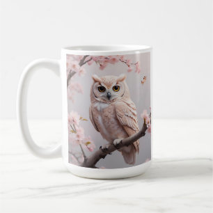 Dreamy Pink Cherry Blüten Owl Kaffeetasse