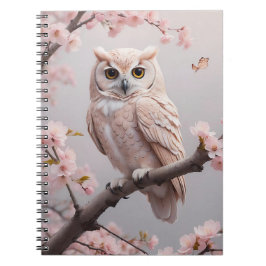 Dreamy Pink Cherry Blüten Owl Notizblock