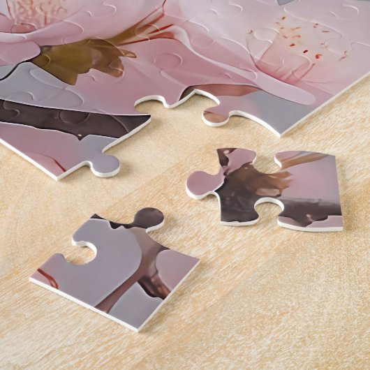 Dreamy Pink Cherry Blüten Owl Puzzle (Seite)