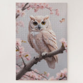 Dreamy Pink Cherry Blüten Owl Puzzle (Vertikal)