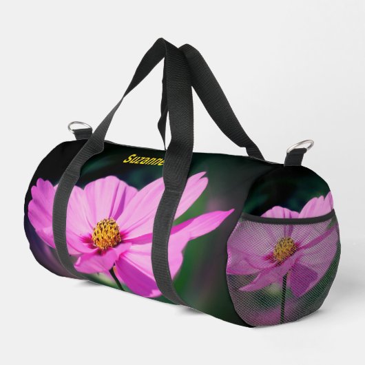 Dreamy Pink Cosmos Blume Personalisiert Duffle Bag (Rechte Ecke)