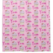 Dreamy Pink Cupcake mit Raspberry Yum! Duschvorhang (Vorderseite)