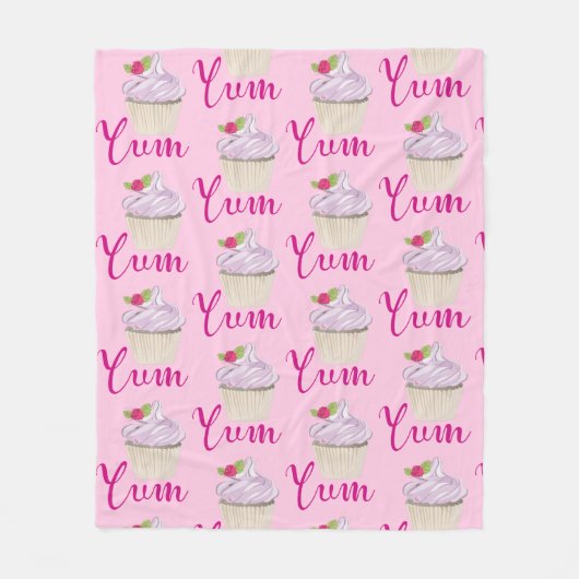 Dreamy Pink Cupcake mit Raspberry Yum! Fleecedecke (Vorderseite)