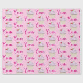 Dreamy Pink Cupcake mit Raspberry Yum! Geschenkpapier (Flach)