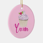 Dreamy Pink Cupcake mit Raspberry Yum! Keramik Ornament (Rechts)