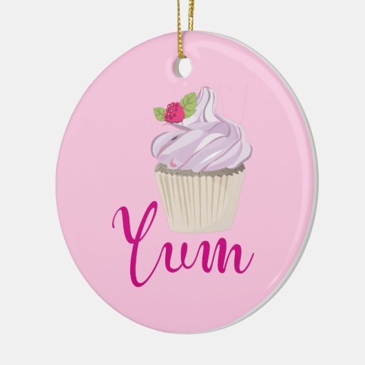 Dreamy Pink Cupcake mit Raspberry Yum! Keramik Ornament (Links)
