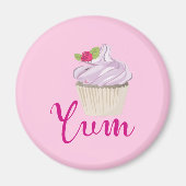 Dreamy Pink Cupcake mit Raspberry Yum! Magnet (Vorne)