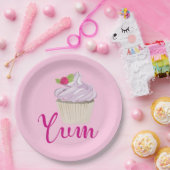 Dreamy Pink Cupcake mit Raspberry Yum! Pappteller (Party)