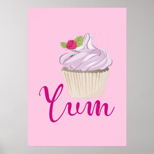 Dreamy Pink Cupcake mit Raspberry Yum! Poster (Vorne)