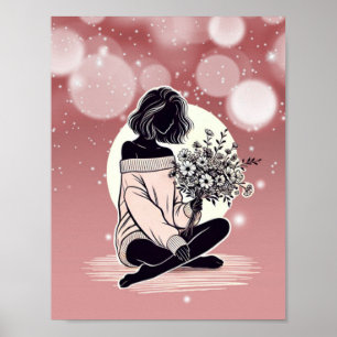 Dreamy Pink Elegance: Eine Frauen reflektieren ruh Poster
