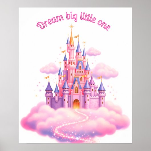 Dreamy Pink Fairytale Castle, Custom Kinderzimmer Poster (Vorne)