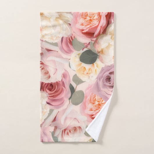 Dreamy Pink Floral Elegantes Shabby Chic Rose Badhandtuch Set (Handtuch)