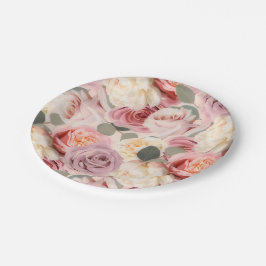 Dreamy Pink Floral Elegantes Shabby Chic Rose Pappteller