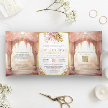 Dreamy Pink Floral Indian Mandap Hindu Wedding