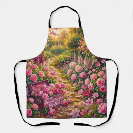 Dreamy Pink Flower Garden Path Painting Schürze