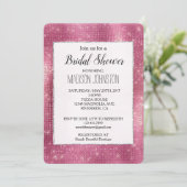 Dreamy Pink Glitzy Silver Sparkle Bridal Einladung (Stehend Vorderseite)