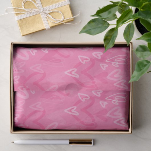Dreamy Pink Hearts Pattern Tissue Paper Seidenpapier (Geschenk)