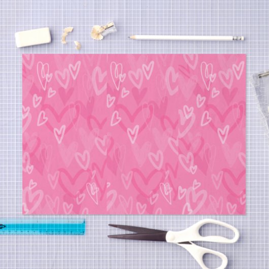 Dreamy Pink Hearts Pattern Tissue Paper Seidenpapier (Handwerk)