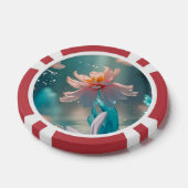 Dreamy Pink Lotus and Butterfly in Aqua Water Pokerchips (Einzeln)