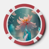 Dreamy Pink Lotus and Butterfly in Aqua Water Pokerchips (Rückseite)