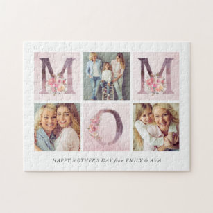 Dreamy Pink MAMA Floral Foto Collage Muttertag Puzzle