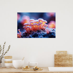 Dreamy Pink Mushrooms - Soft Nature Macro Poster