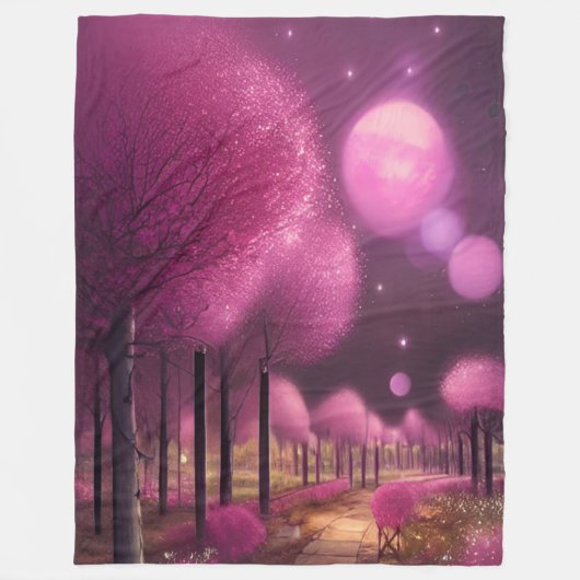 Dreamy Pink Nightscape Fleecedecke (Vorderseite)